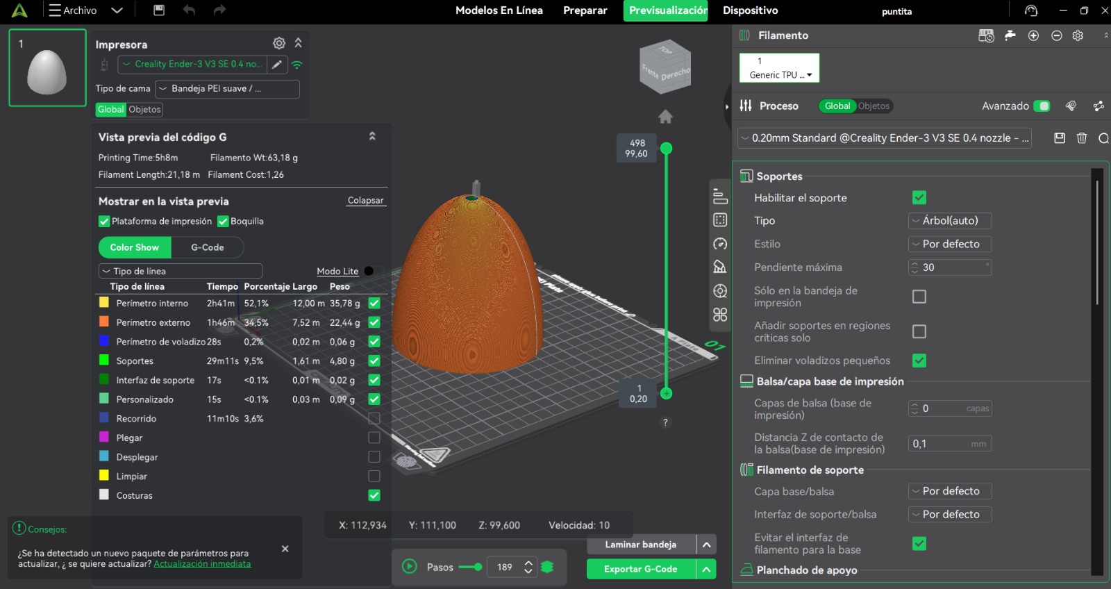 Vista laminada en slicer
